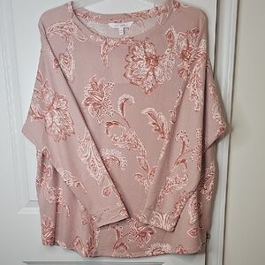 Emely Daniels Paisley Print‎ Long Sleeve Top in Pink Size 2X